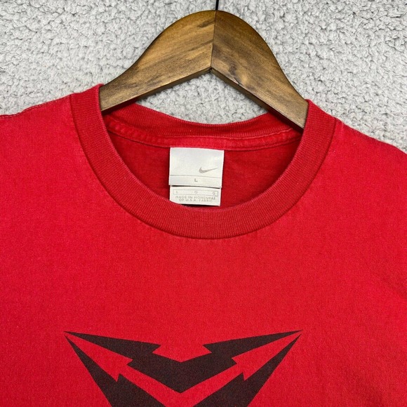 Vintage Nike Shirt Men's Large Red Black Graphic Center Swoosh Short Sleeve Y2K - Picture 5 of 10